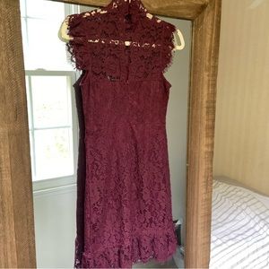 Red Dress Boutique Wine Lace Mini Dress